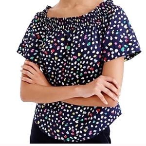 JCREW NAVY MULTICOLOR DOT TOP! Size 2!